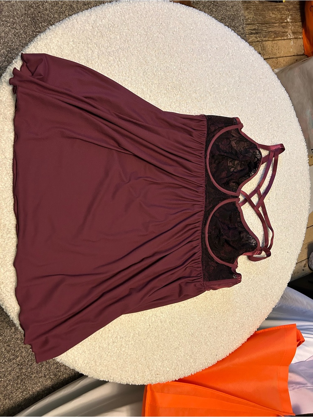 torrid Plum Lace-Trim Chemise with Strappy Back